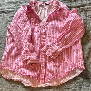 Zara pink and white button down shirt